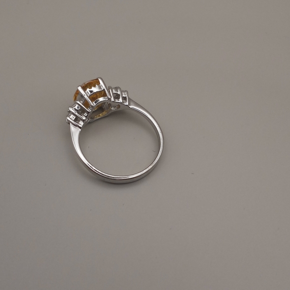 Canary Yellow Stone CZ Sterling Silver Ring - Picture 9 of 9